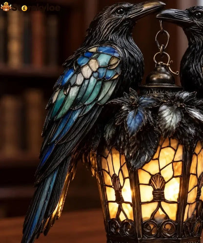 Gothic Stained-glass Raven Lantern - Raven