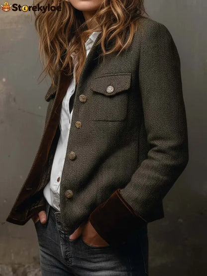 Groovy Collared Long Sleeve Outerwear