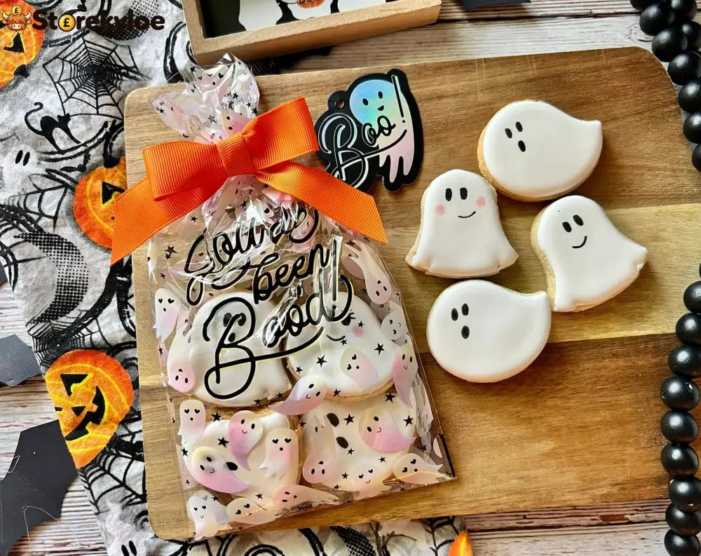 👻Halloween Cookie Packaging Kit – Spooky Pizza Cookie Boxes with Clear Heat Seal Bags, Perfect Gift Packaging for Homemade Halloween Treats 🍪😋