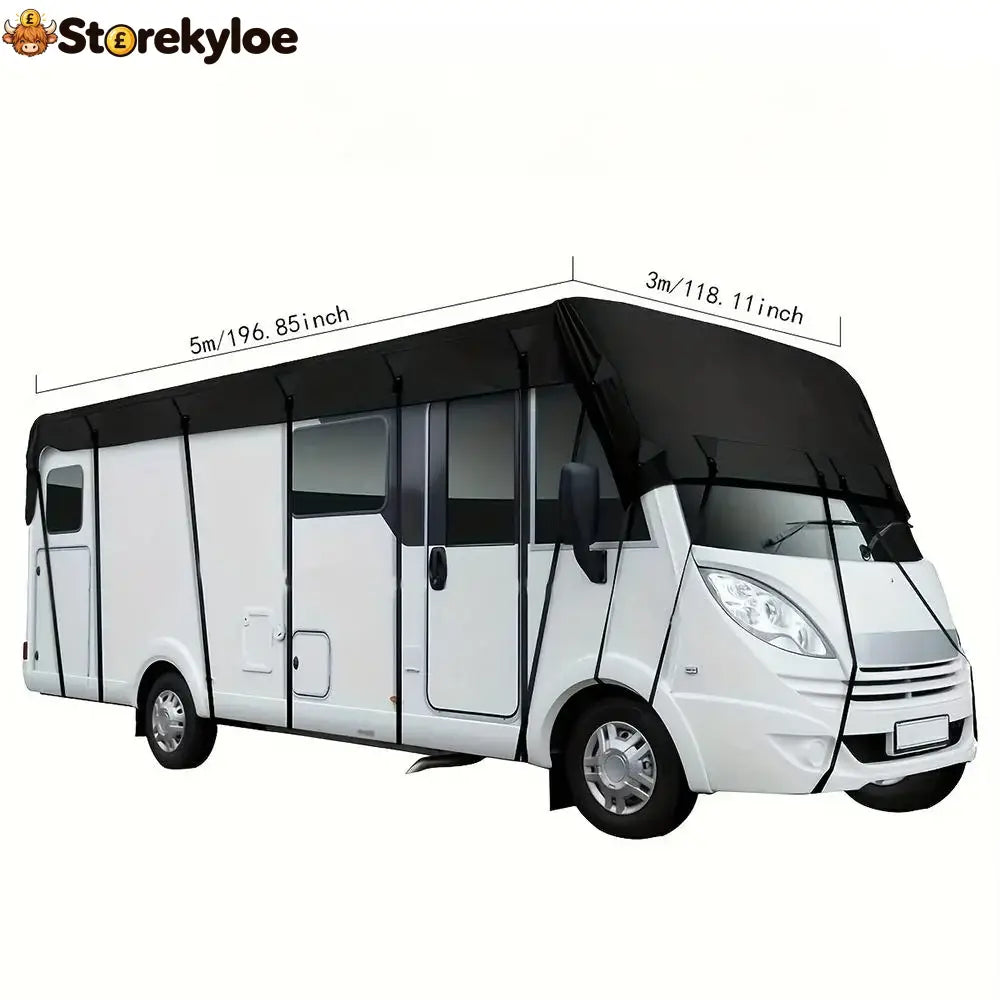 🎃halloween Deal 49% Off!🚐caravan & Motorhome Roof Cover – 210d Oxford With Secure Adjustable Straps - Black / 5*3m