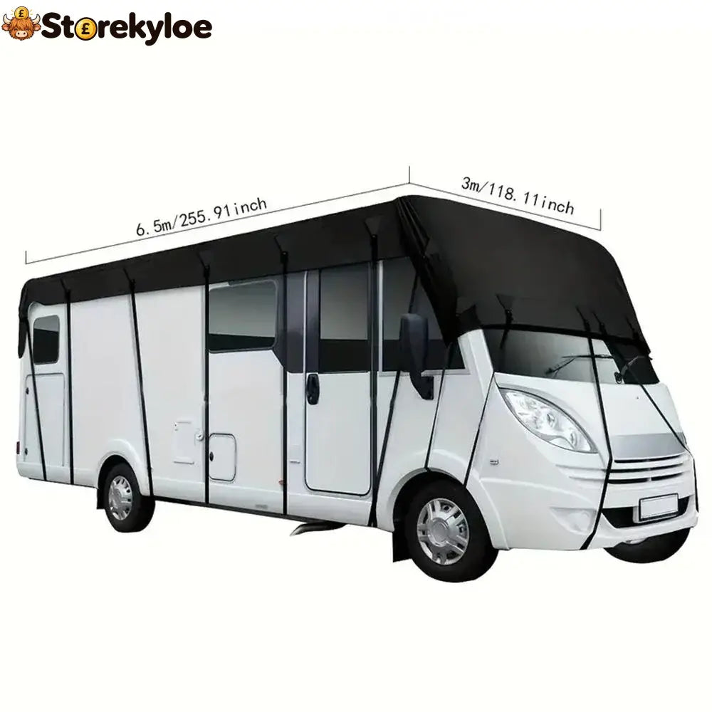 🎃halloween Deal 49% Off!🚐caravan & Motorhome Roof Cover – 210d Oxford With Secure Adjustable Straps - Black / 6.5*3m