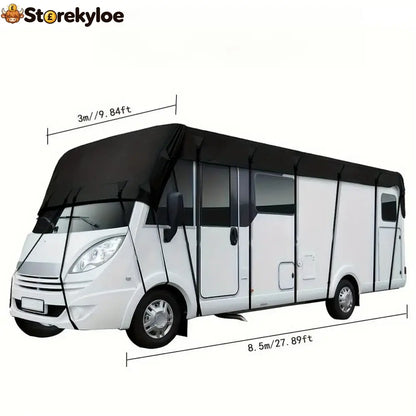 🎃halloween Deal 49% Off!🚐caravan & Motorhome Roof Cover – 210d Oxford With Secure Adjustable Straps - Black / 8.5*3m