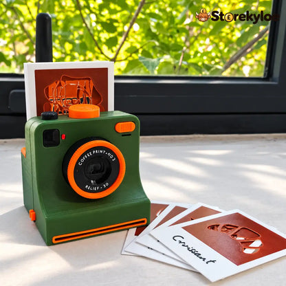 🎃Halloween Deal 50% OFF!🔥Retro Coffee Art Camera – Mechanical Latte Stencil Printer - Green + 4 Random Templates - Hot