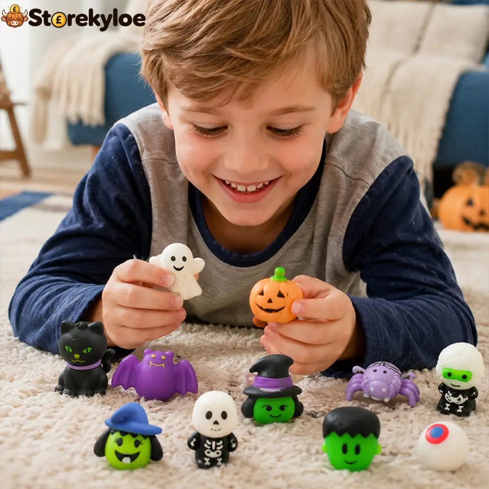 Halloween Squishies Stress Relief Toy Set, Classic Pumpkin/Ghost/Bat Shapes, Super Soft TPR Material with Elastic Squeeze Feel, Washable & Durable, Assorted 24/36/50pcs for Party Favors, Classroom Rewards & Trick-or-Treat