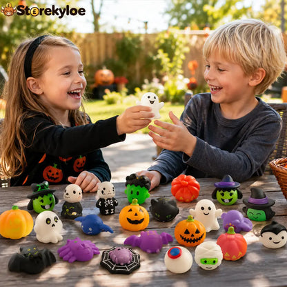 Halloween Squishies Stress Relief Toy Set, Classic Pumpkin/Ghost/Bat Shapes, Super Soft TPR Material with Elastic Squeeze Feel, Washable & Durable, Assorted 24/36/50pcs for Party Favors, Classroom Rewards & Trick-or-Treat