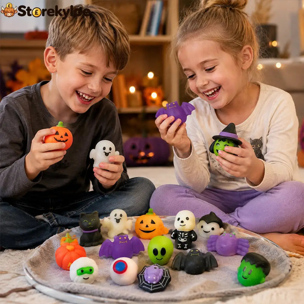 Halloween Squishies Stress Relief Toy Set, Classic Pumpkin/Ghost/Bat Shapes, Super Soft TPR Material with Elastic Squeeze Feel, Washable & Durable, Assorted 24/36/50pcs for Party Favors, Classroom Rewards & Trick-or-Treat