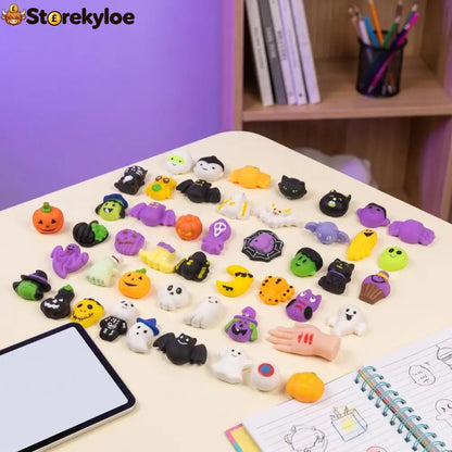Halloween Squishies Stress Relief Toy Set, Classic Pumpkin/Ghost/Bat Shapes, Super Soft TPR Material with Elastic Squeeze Feel, Washable & Durable, Assorted 24/36/50pcs for Party Favors, Classroom Rewards & Trick-or-Treat