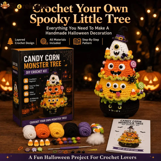 Halloween Tree DIY Crochet Kit | All-In-One Kit for a Layered 7-Inch Spooky Tabletop Decoration 🧶👻✨ - 🔥All Styles