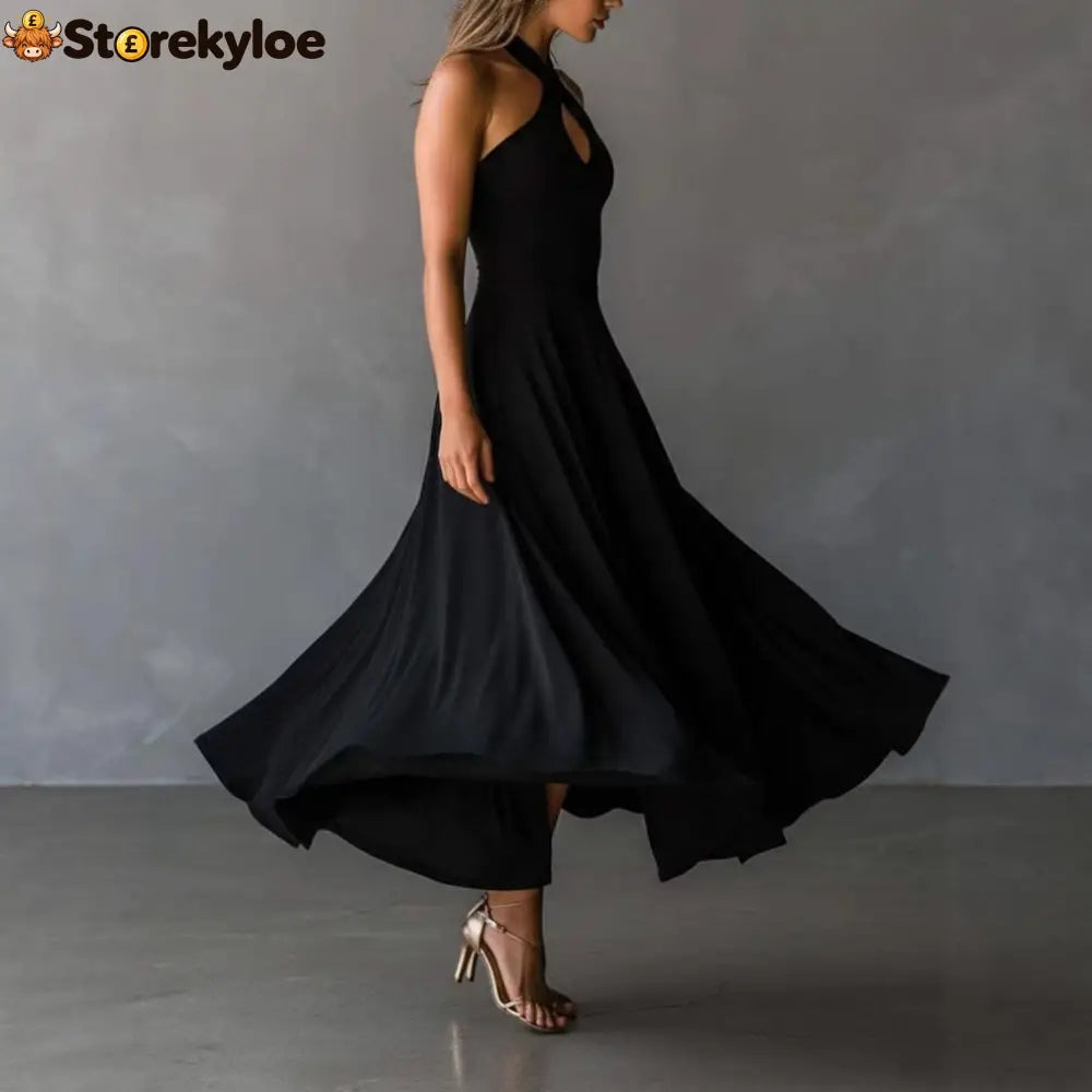 🌟 Halter Neck Sleeveless Midi Dress