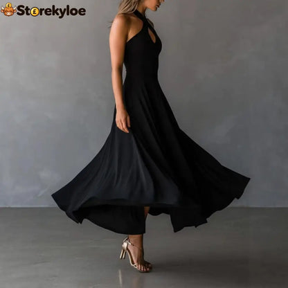 🌟 Halter Neck Sleeveless Midi Dress