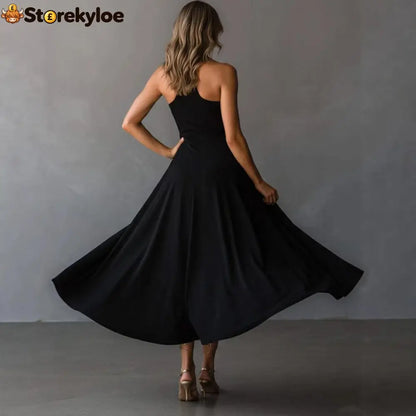 🌟 Halter Neck Sleeveless Midi Dress