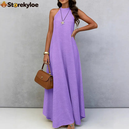 Halter Neck Tie-Back Maxi Dress