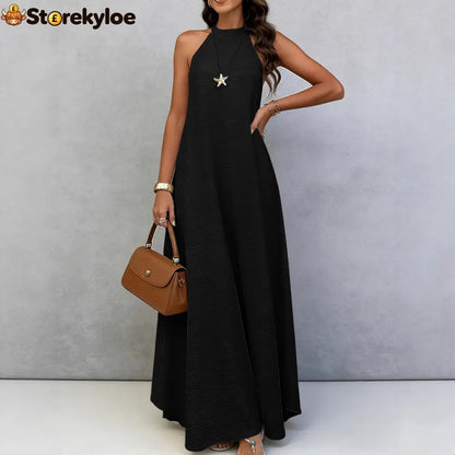 Halter Neck Tie-Back Maxi Dress