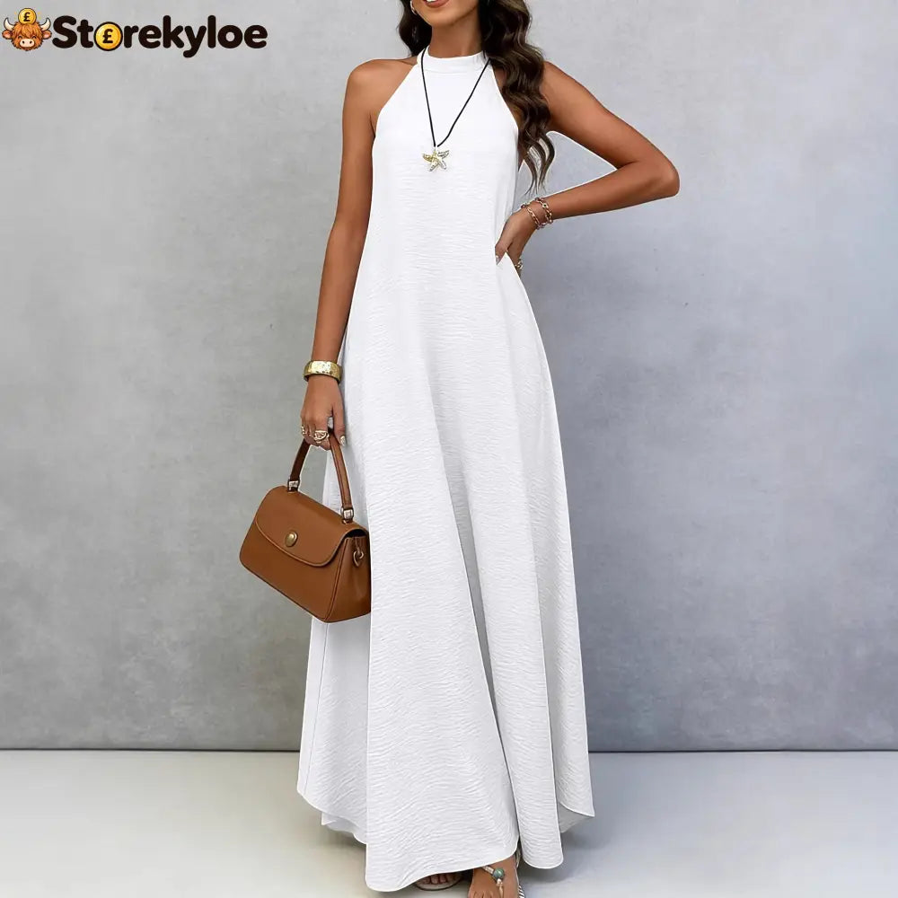 Halter Neck Tie-Back Maxi Dress