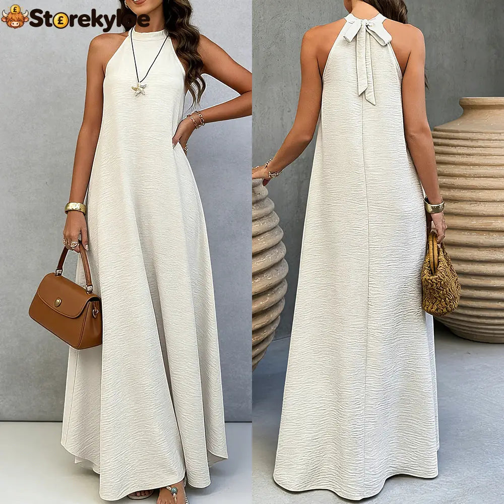 Halter Neck Tie-Back Maxi Dress