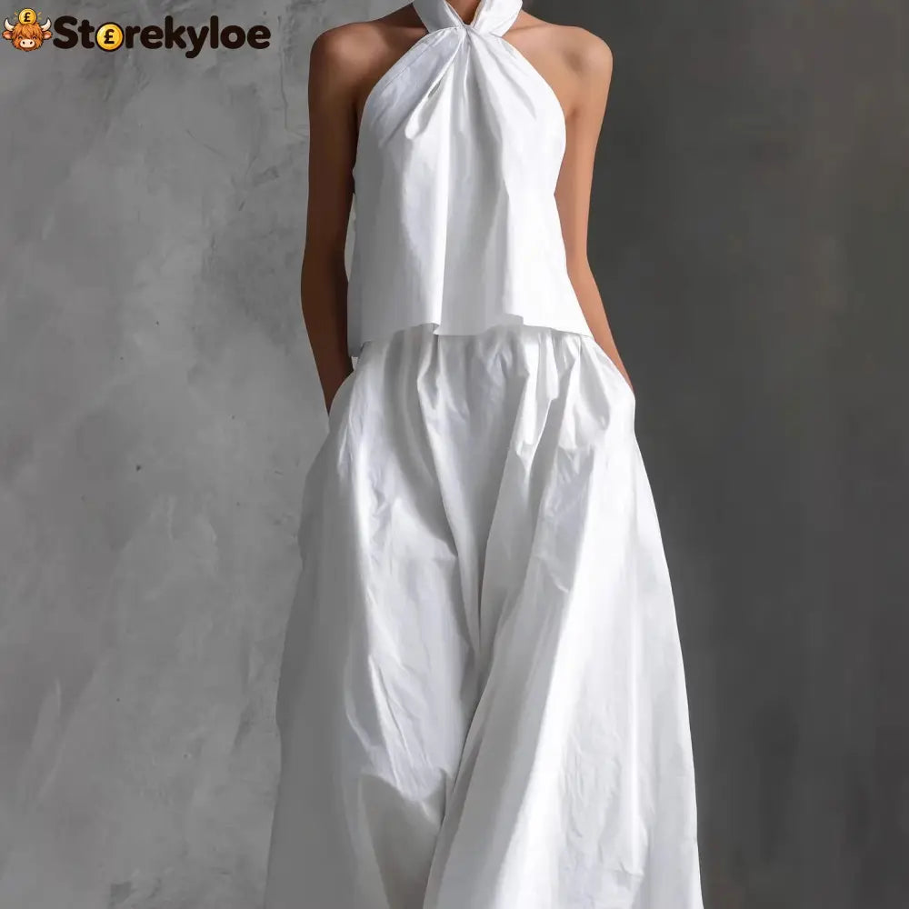 Halter Neck Wide-Leg Two-Piece Formal Set