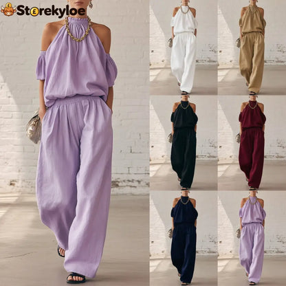 Halter Top & Wide Leg Pants 2-Piece Set | Ultimate Comfort & Style