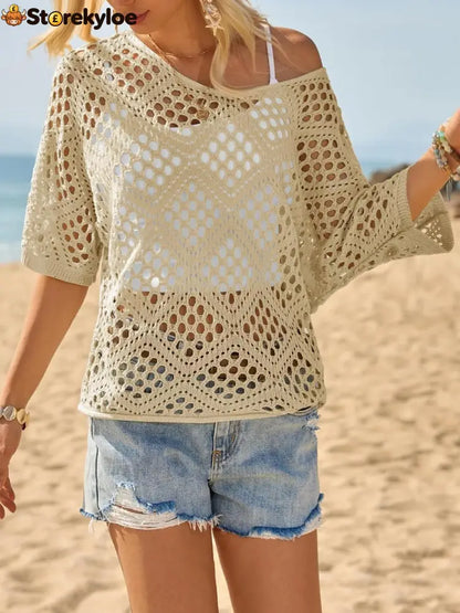 ? Handmade Crochet V‐Neck Boho Top | Apricot Summer Essential
