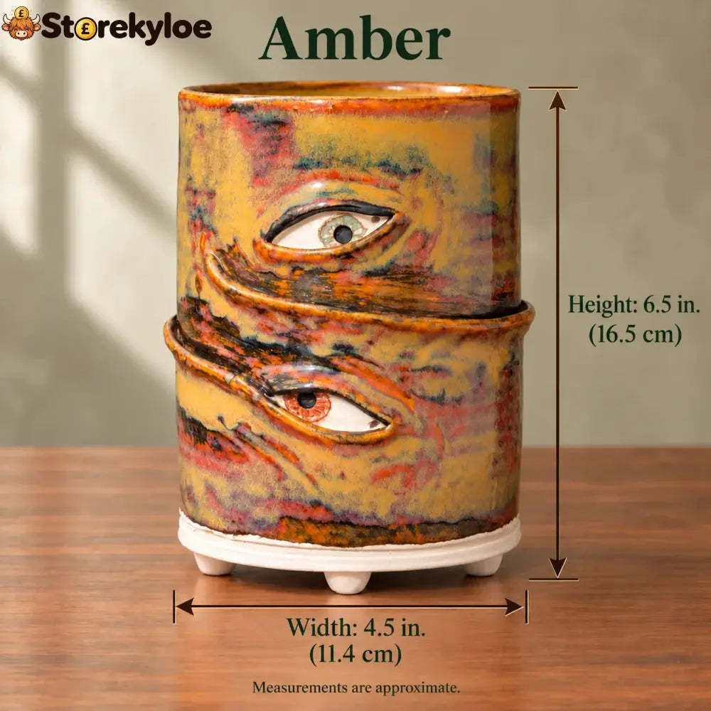 👁️Handmade Crying Eye Ceramic Planter - Only 11 Left - Amber