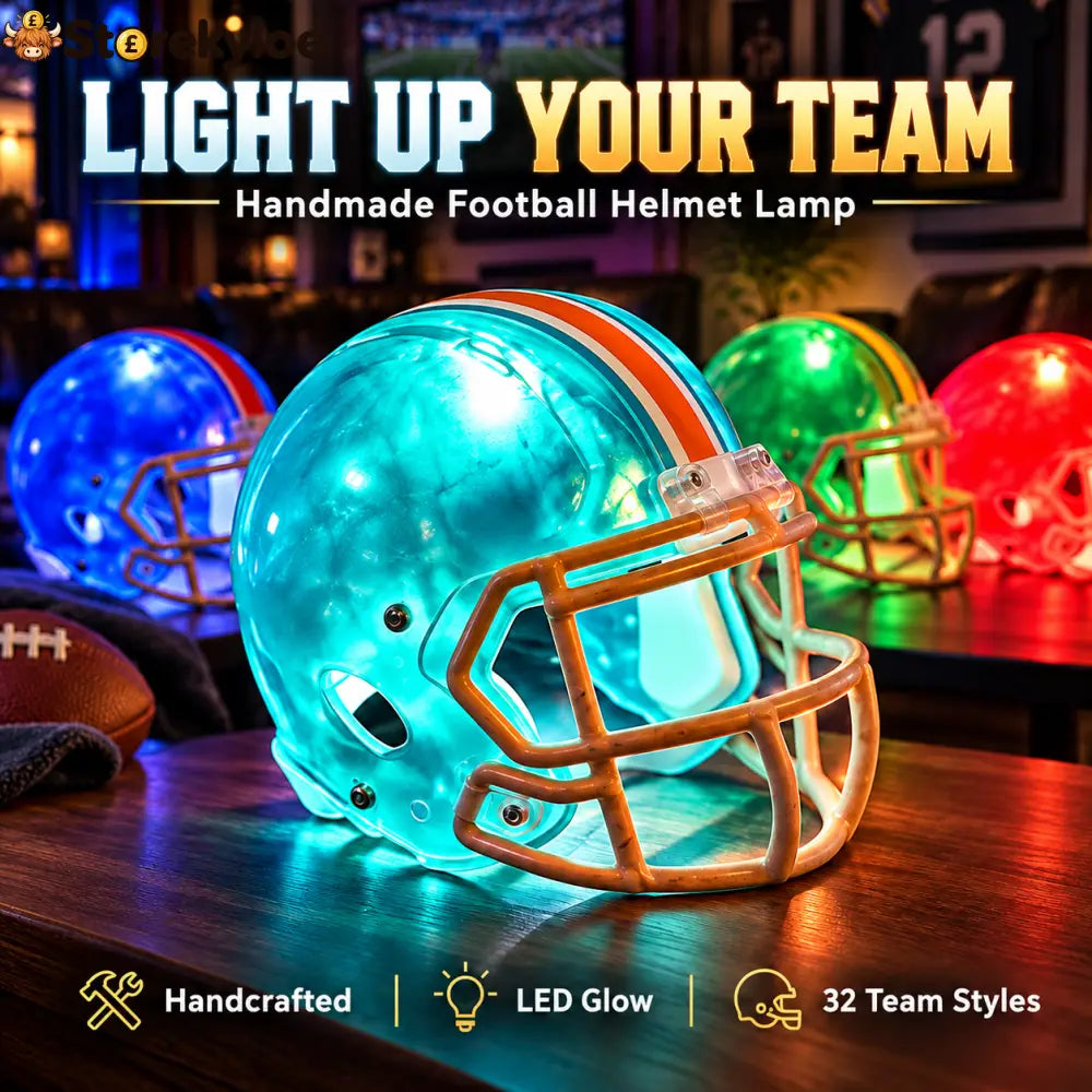🏈 Handmade Football Helmet Lamp – LED Team Fan Cave Light with 32 Team Styles