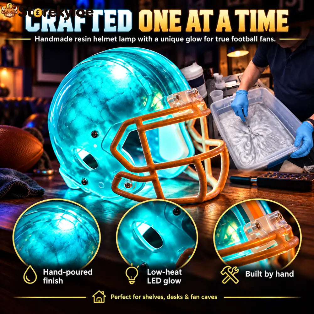 🏈 Handmade Football Helmet Lamp – LED Team Fan Cave Light with 32 Team Styles