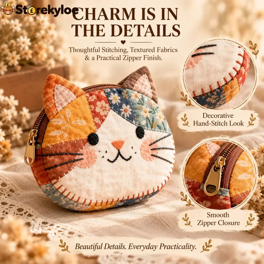 Handmade Patchwork Cat Coin Purse