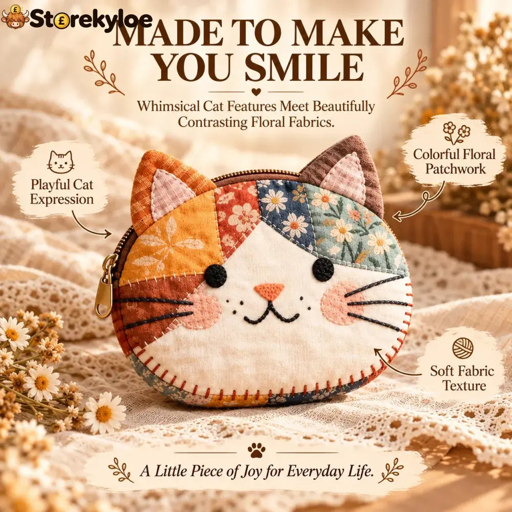 Handmade Patchwork Cat Coin Purse