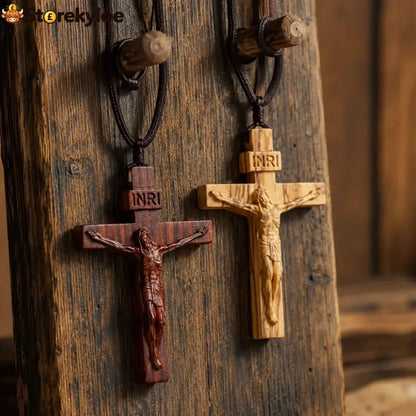 ✝️ Handmade Wooden Jesus Cross Necklace (𝐃𝐚𝐧𝐢𝐞𝐥 𝐁𝐫𝐨𝐨𝐤𝐬 𝐇𝐚𝐧𝐝𝐦𝐚𝐝𝐞)