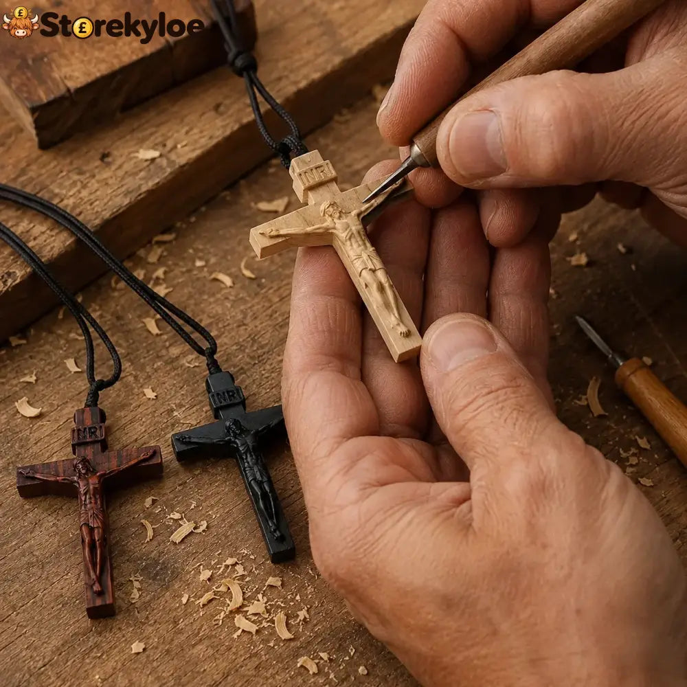 ✝️ Handmade Wooden Jesus Cross Necklace (𝐃𝐚𝐧𝐢𝐞𝐥 𝐁𝐫𝐨𝐨𝐤𝐬 𝐇𝐚𝐧𝐝𝐦𝐚𝐝𝐞)