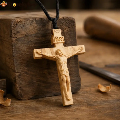 ✝️ Handmade Wooden Jesus Cross Necklace (𝐃𝐚𝐧𝐢𝐞𝐥 𝐁𝐫𝐨𝐨𝐤𝐬 𝐇𝐚𝐧𝐝𝐦𝐚𝐝𝐞)