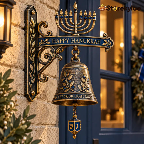 🕎 Hanukkah Dreidel Pull Bell, Let Your Light Shine Antique Door Bell