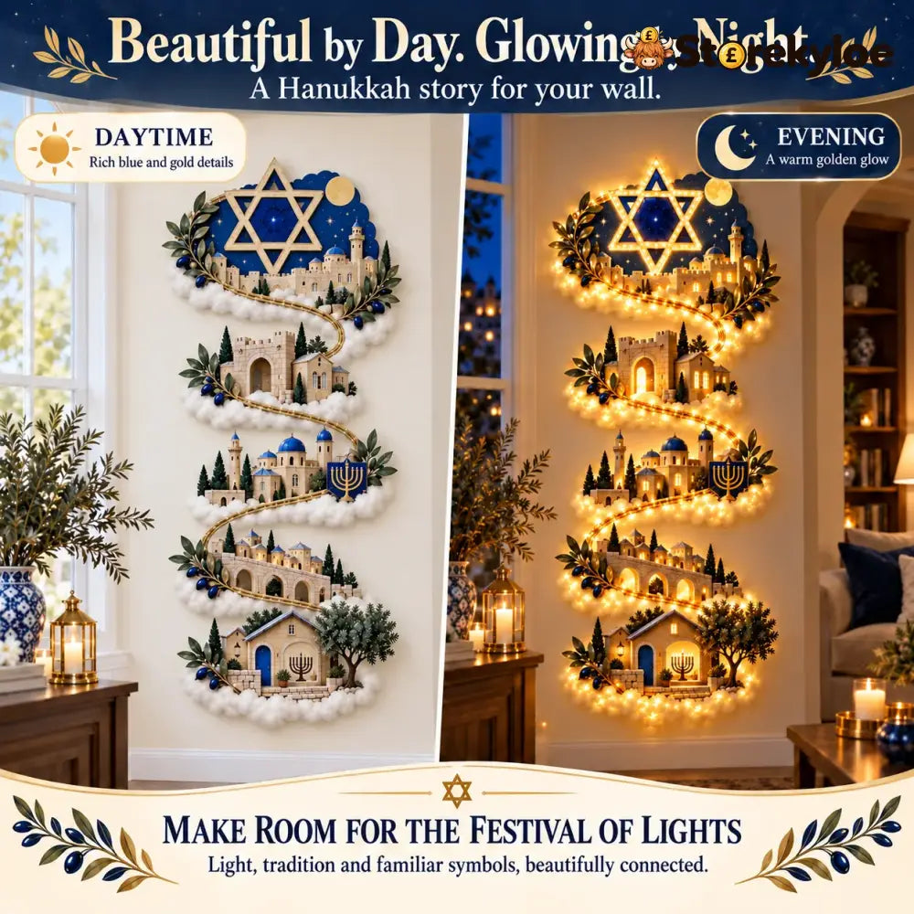 🔥🎁🕎 Hanukkah Festival of Lights Wall Decor Collection – 4 Glowing Designs Celebrating Eight Nights of Light ✨ - Best