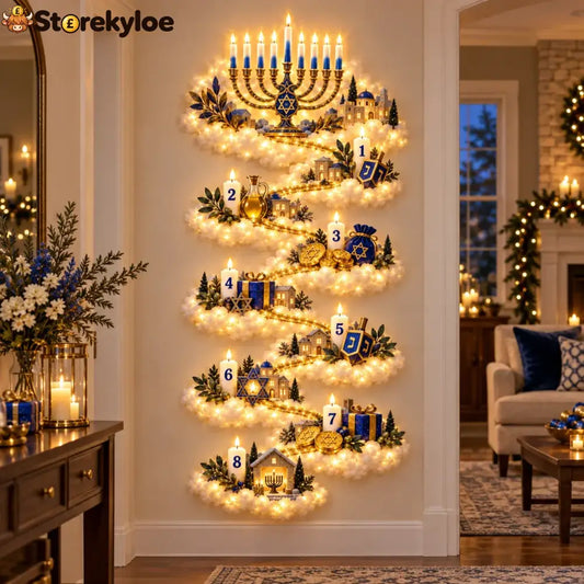🔥🎁🕎 Hanukkah Festival of Lights Wall Decor Collection – 4 Glowing Designs Celebrating Eight Nights of Light ✨ - 🕎 Eight