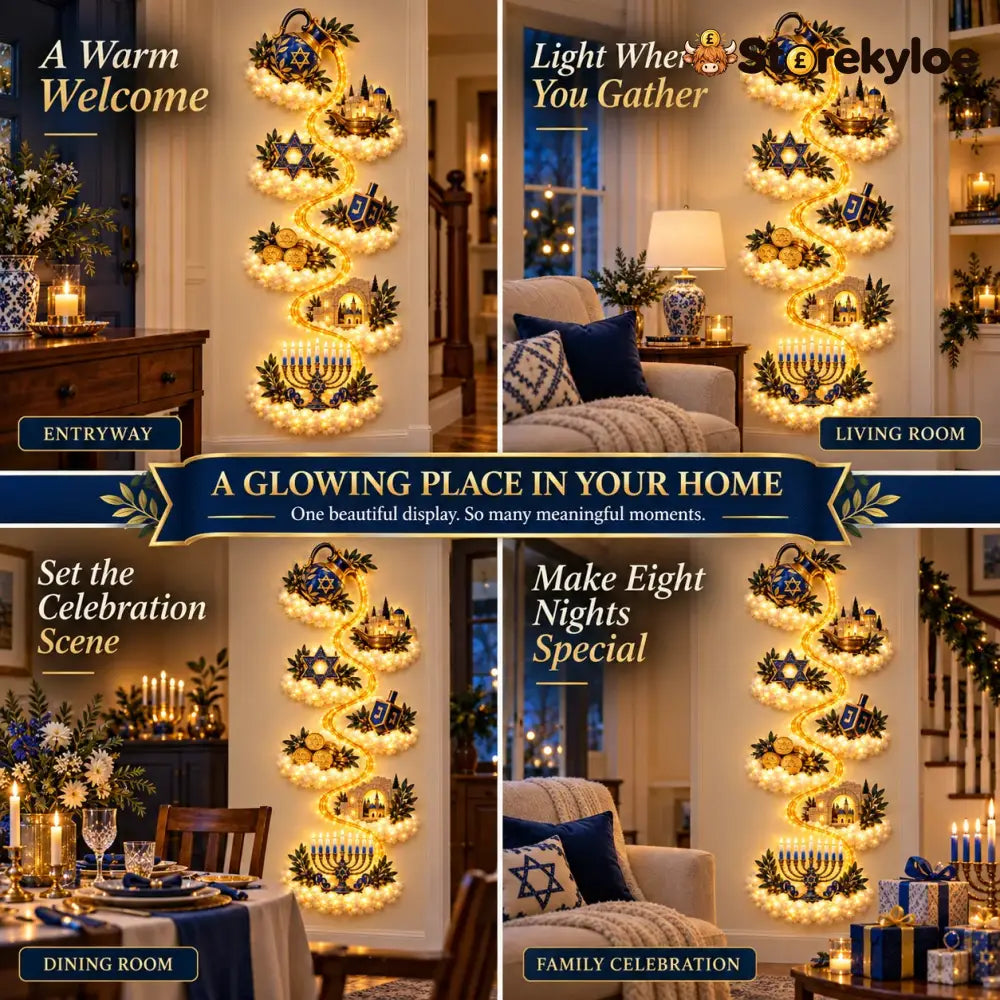 🔥🎁🕎 Hanukkah Festival of Lights Wall Decor Collection – 4 Glowing Designs Celebrating Eight Nights of Light ✨ - Best
