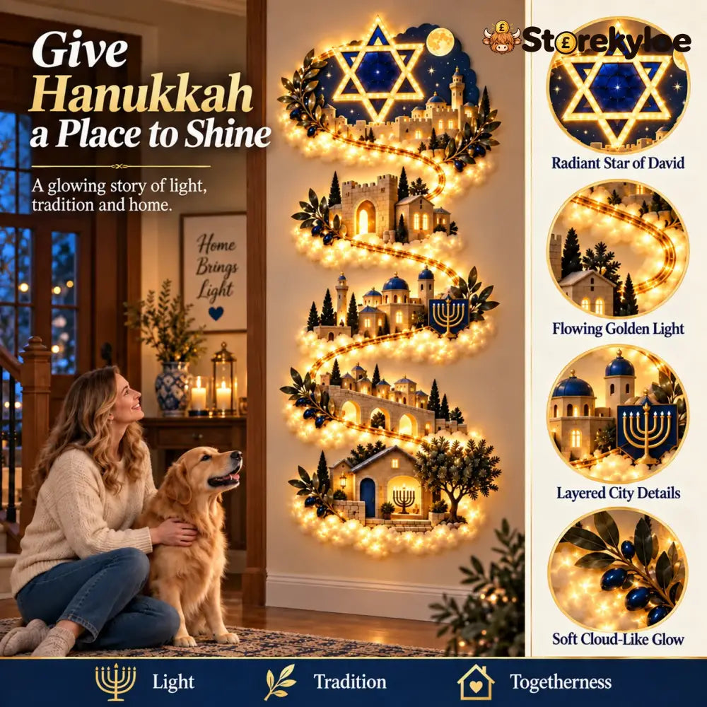 🔥🎁🕎 Hanukkah Festival of Lights Wall Decor Collection – 4 Glowing Designs Celebrating Eight Nights of Light ✨ - Best