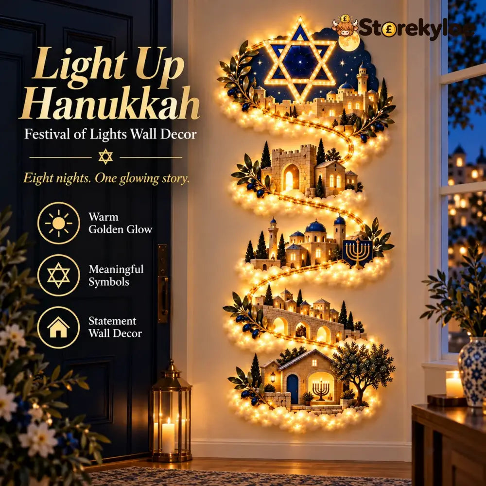 🔥🎁🕎 Hanukkah Festival of Lights Wall Decor Collection – 4 Glowing Designs Celebrating Eight Nights of Light ✨ - Best