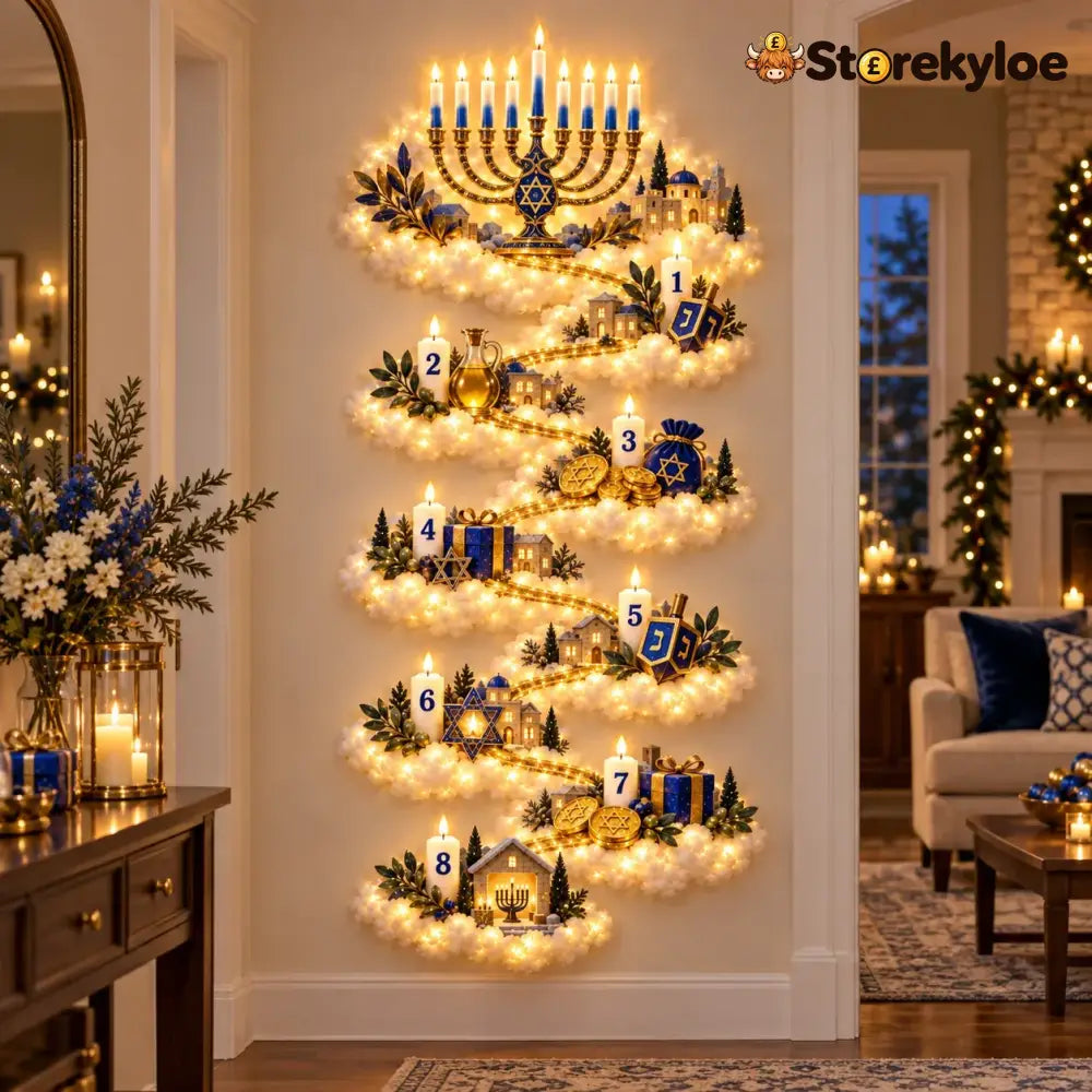 🔥🎁🕎 Hanukkah Festival of Lights Wall Decor Collection – 4 Glowing Designs Celebrating Eight Nights of Light ✨ - 🕎 Eight