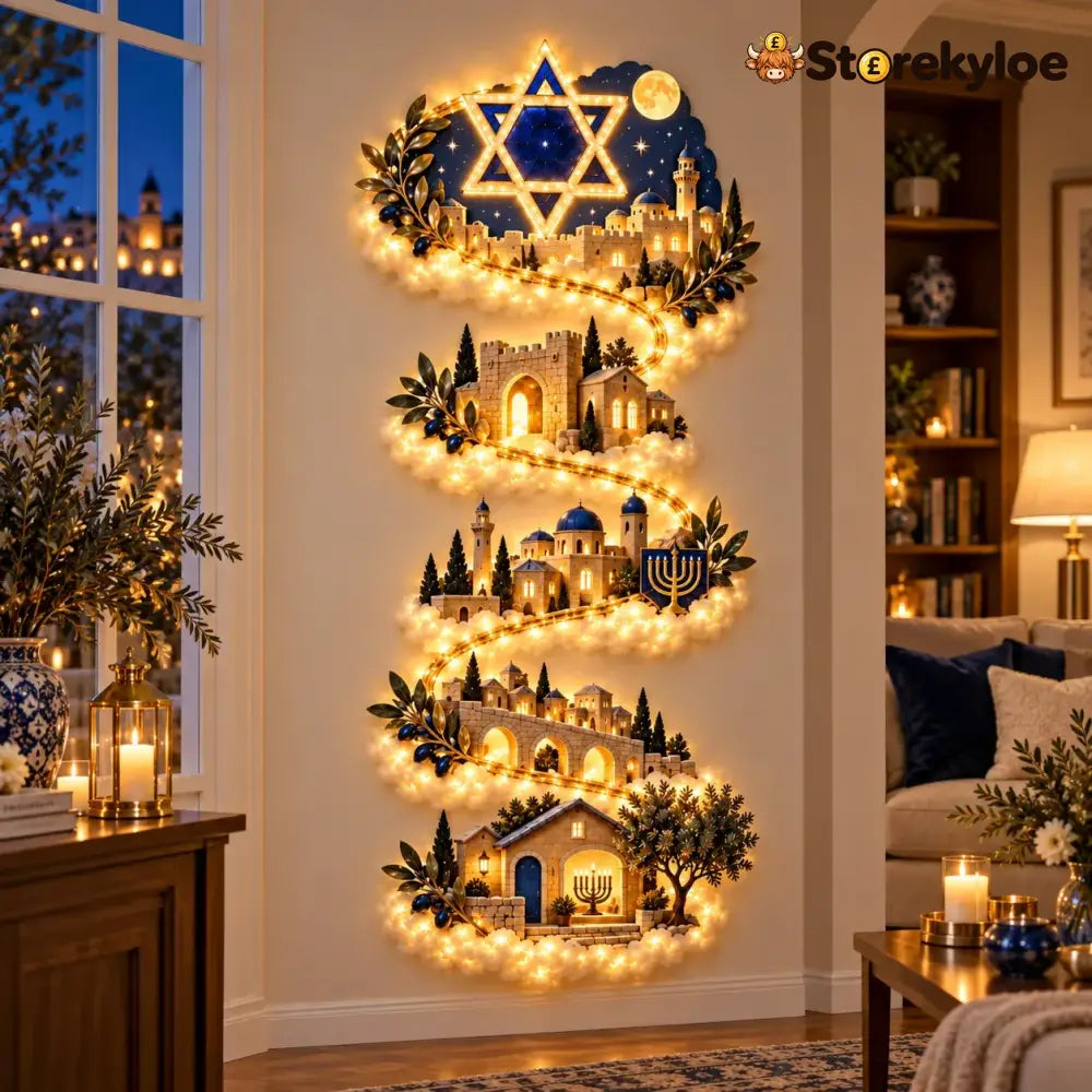 🔥🎁🕎 Hanukkah Festival of Lights Wall Decor Collection – 4 Glowing Designs Celebrating Eight Nights of Light ✨ - ⭐