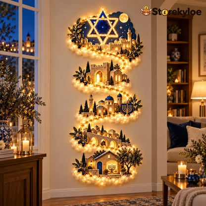 🔥🎁🕎 Hanukkah Festival of Lights Wall Decor Collection – 4 Glowing Designs Celebrating Eight Nights of Light ✨ - ⭐