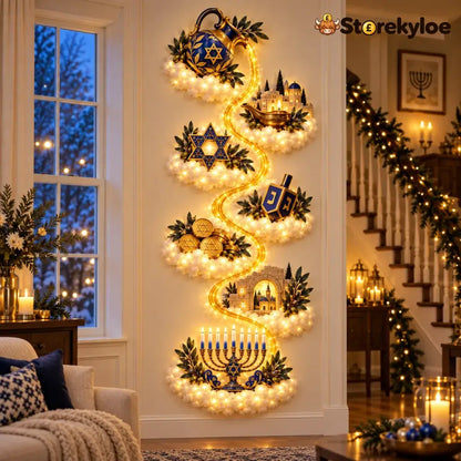 🔥🎁🕎 Hanukkah Festival of Lights Wall Decor Collection – 4 Glowing Designs Celebrating Eight Nights of Light ✨ - 🫒