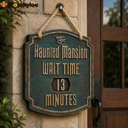 Haunted Mansion Door Sign – Gothic Halloween Hanging Wood Sign - 14 inches