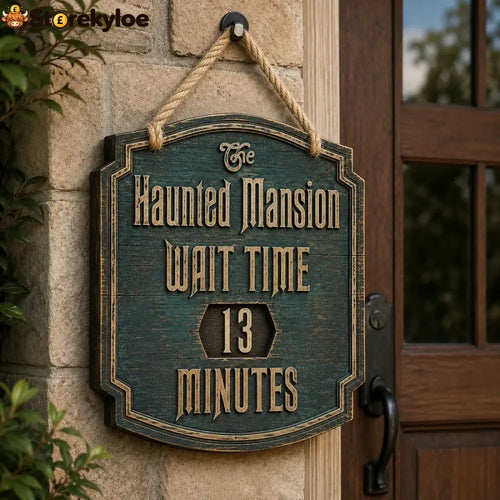 Haunted Mansion Door Sign – Gothic Halloween Hanging Wood Sign - 14 inches