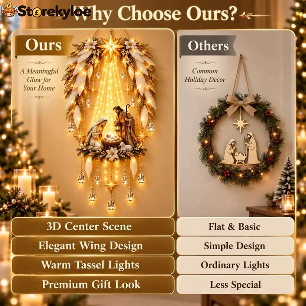 ✨👼 Heavenly Angel Wings Nativity Light✨ – Lighted Christmas Wall Decor ✈️