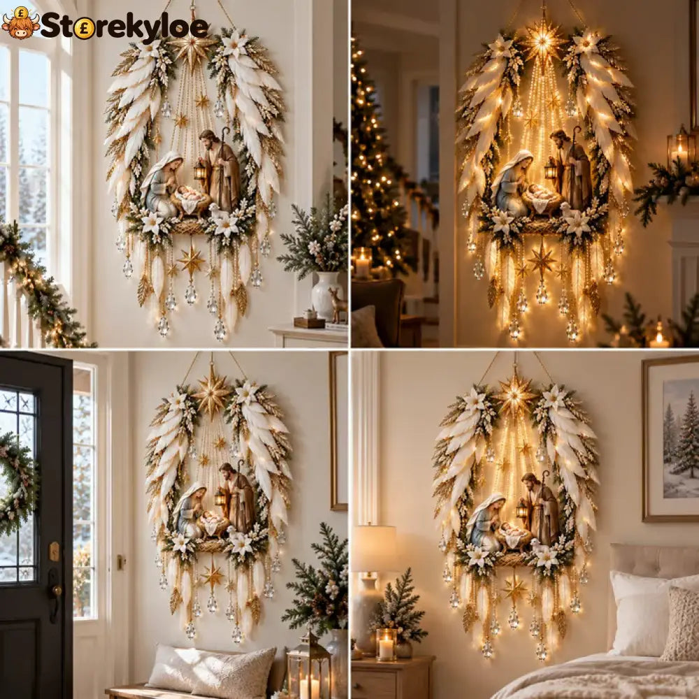 ✨👼 Heavenly Angel Wings Nativity Light✨ – Lighted Christmas Wall Decor ✈️
