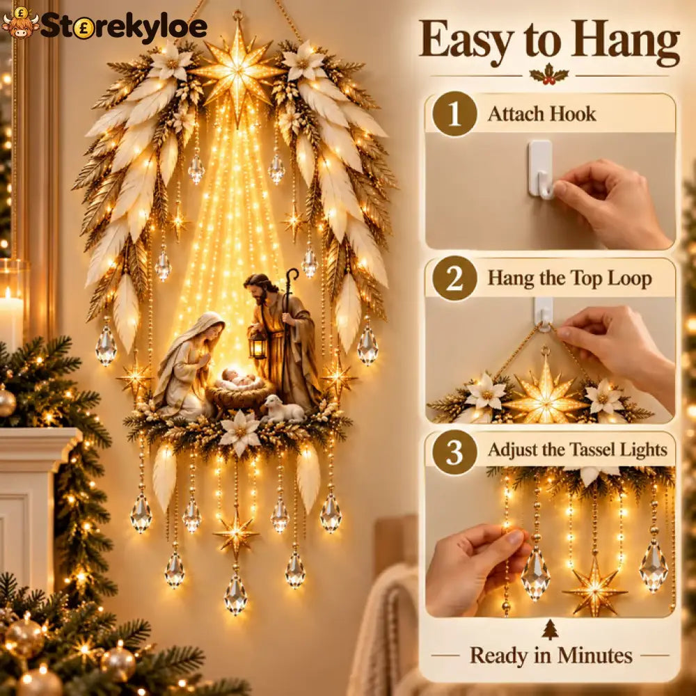 ✨👼 Heavenly Angel Wings Nativity Light✨ – Lighted Christmas Wall Decor ✈️