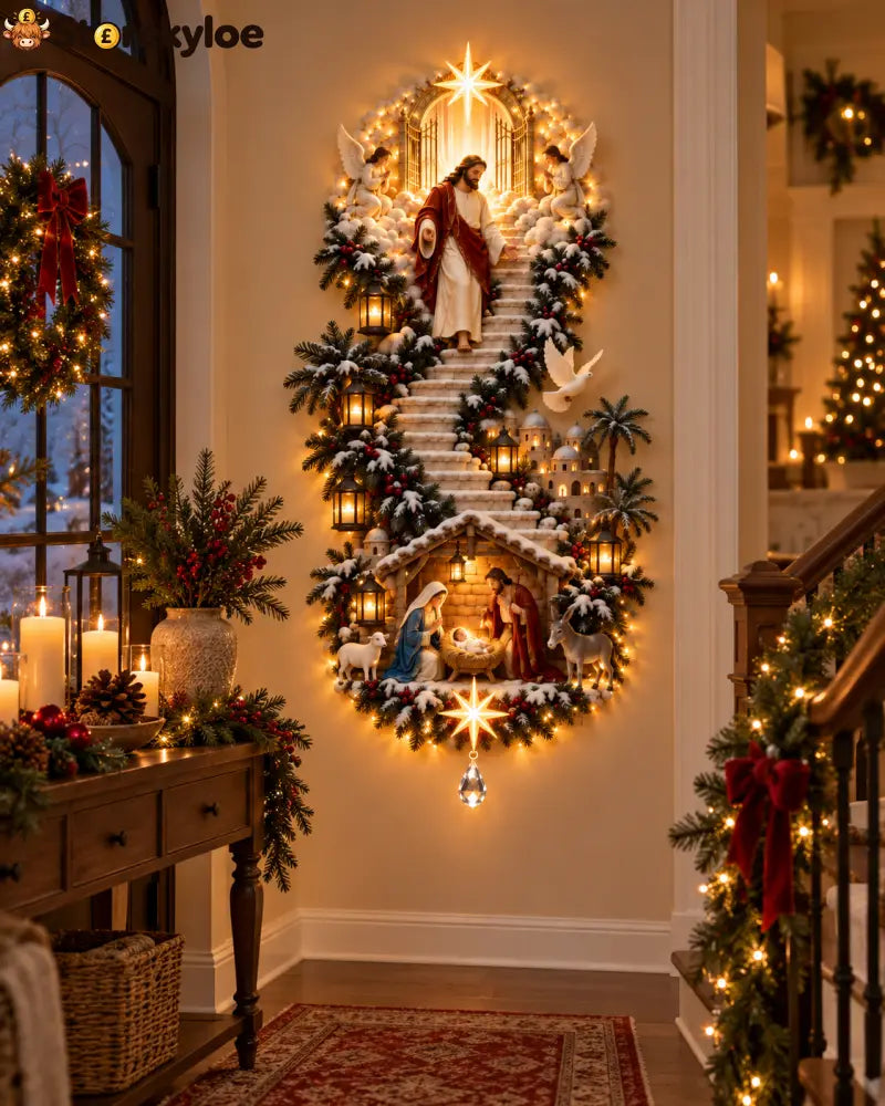 Heaven’s Light Nativity Wall Decor – A Christmas Story of Faith Hope & Peace: A glowing Christmas wall display