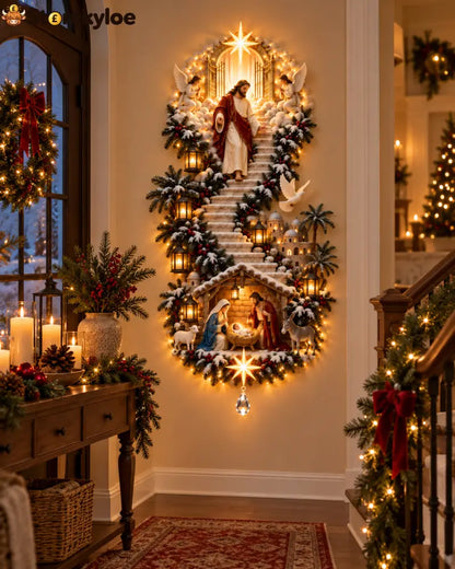 Heaven’s Light Nativity Wall Decor – A Christmas Story of Faith Hope & Peace: A glowing Christmas wall display