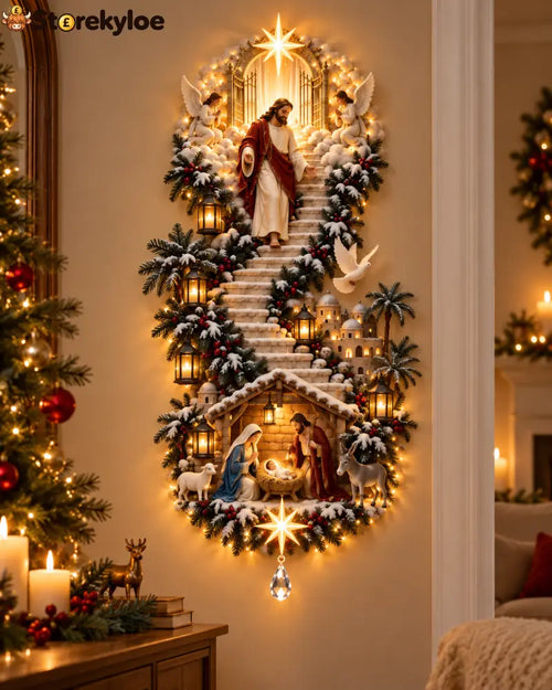 Heaven’s Light Nativity Wall Decor – A Christmas Story of Faith Hope & Peace: A glowing Christmas wall display