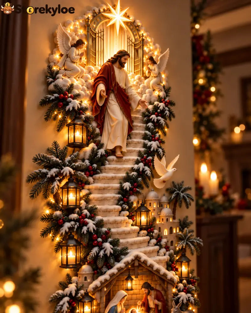 Heaven’s Light Nativity Wall Decor – A Christmas Story of Faith Hope & Peace: A glowing Christmas wall display