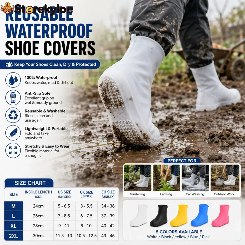🌧️Heavy-Duty Non-Slip Reusable Waterproof Shoe Covers – Keep Shoes Clean & Dry - C3Yellow / M (US 5-6.5)